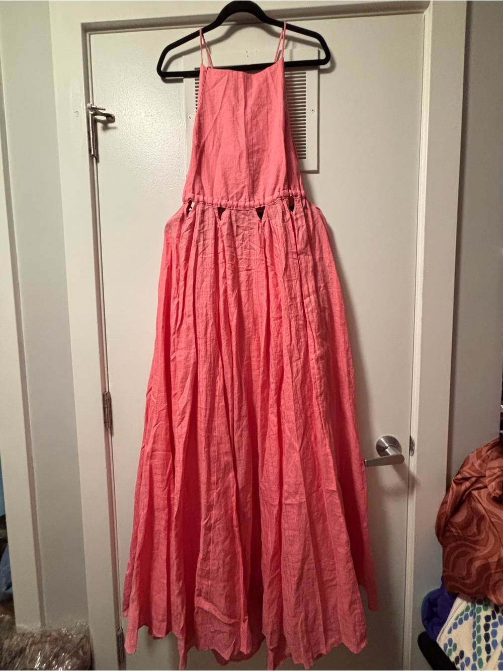 NWT Cult Gaia Bella Pink Linen Tie Up Cutout Open Back Maxi Dress S - Picture 7 of 14